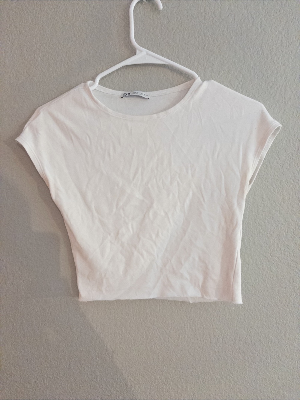 Zara White Cropped Baby Tee